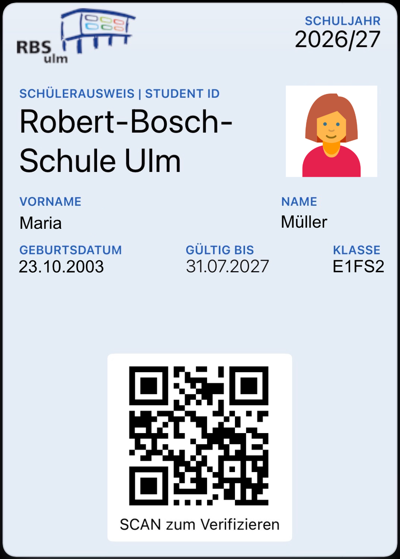 Beispiel für den neuen digitalen Schülerausweis.